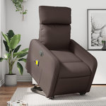 VIDAXL Fauteuil inclinable de massage electrique marron similicuir