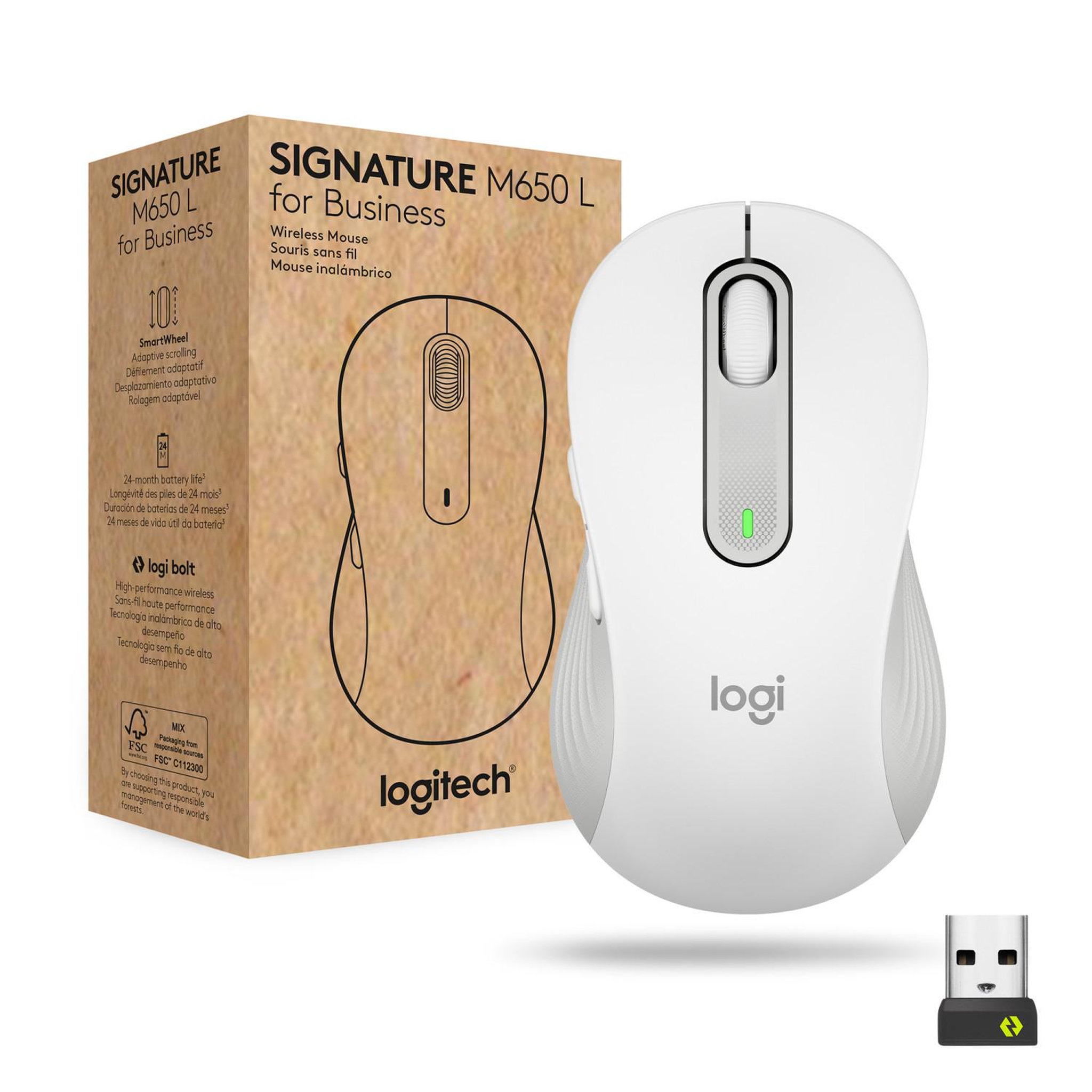 Voir la diapositive 2 : Logitech Logitech signature m650 for business souris droitier rf sans fil + bluetooth optique 4000 dpi