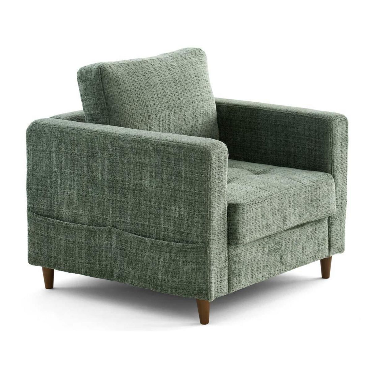 LISA DESIGN Anna - fauteuil avec poche en velours texturé - pieds en bois