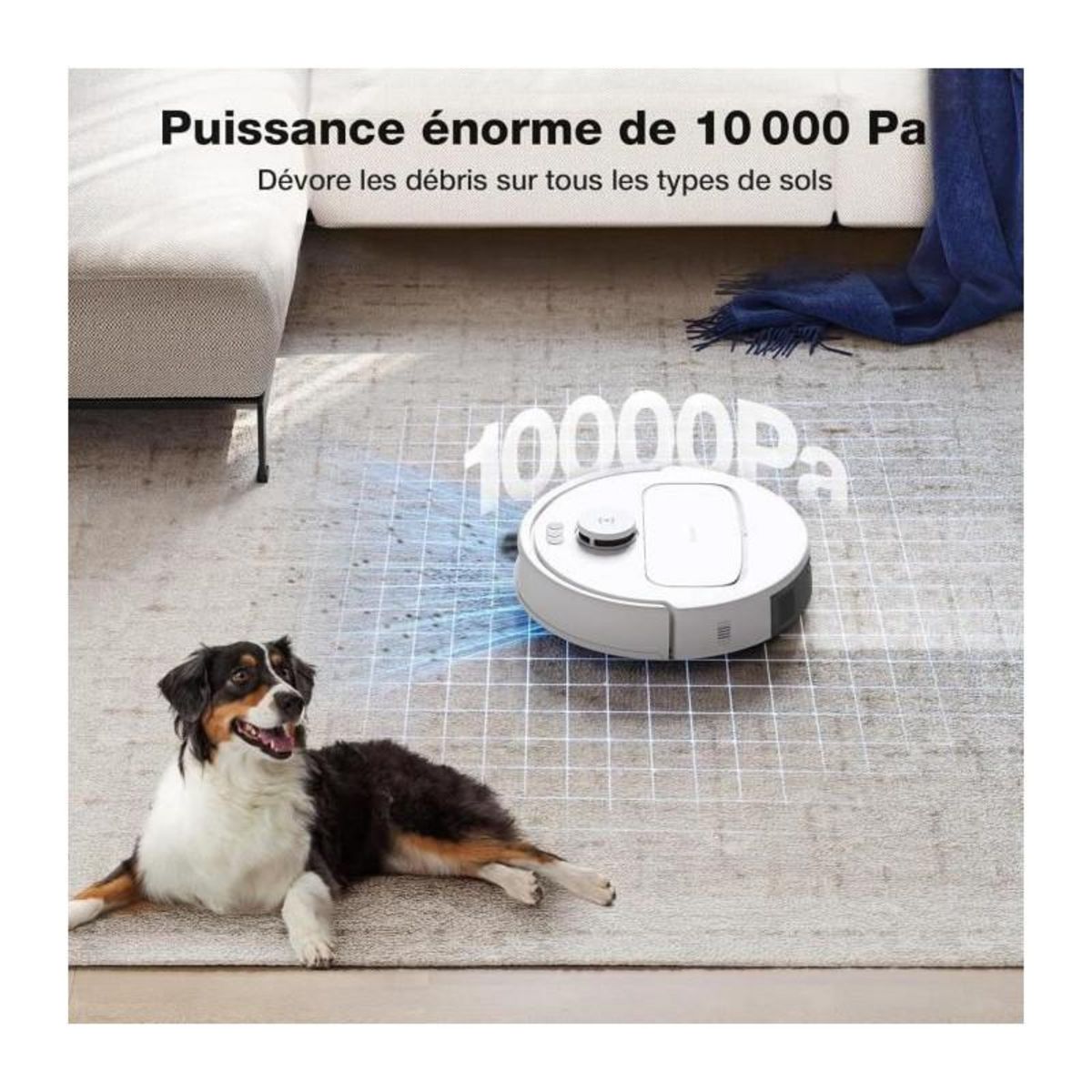 ECOVACS Robot Aspirateur Laveur avec Station de Vidage Automatique- ECOVACS N30 Pro OMNI - Puissance 10000Pa - Nettoyage a l'eau Chaude