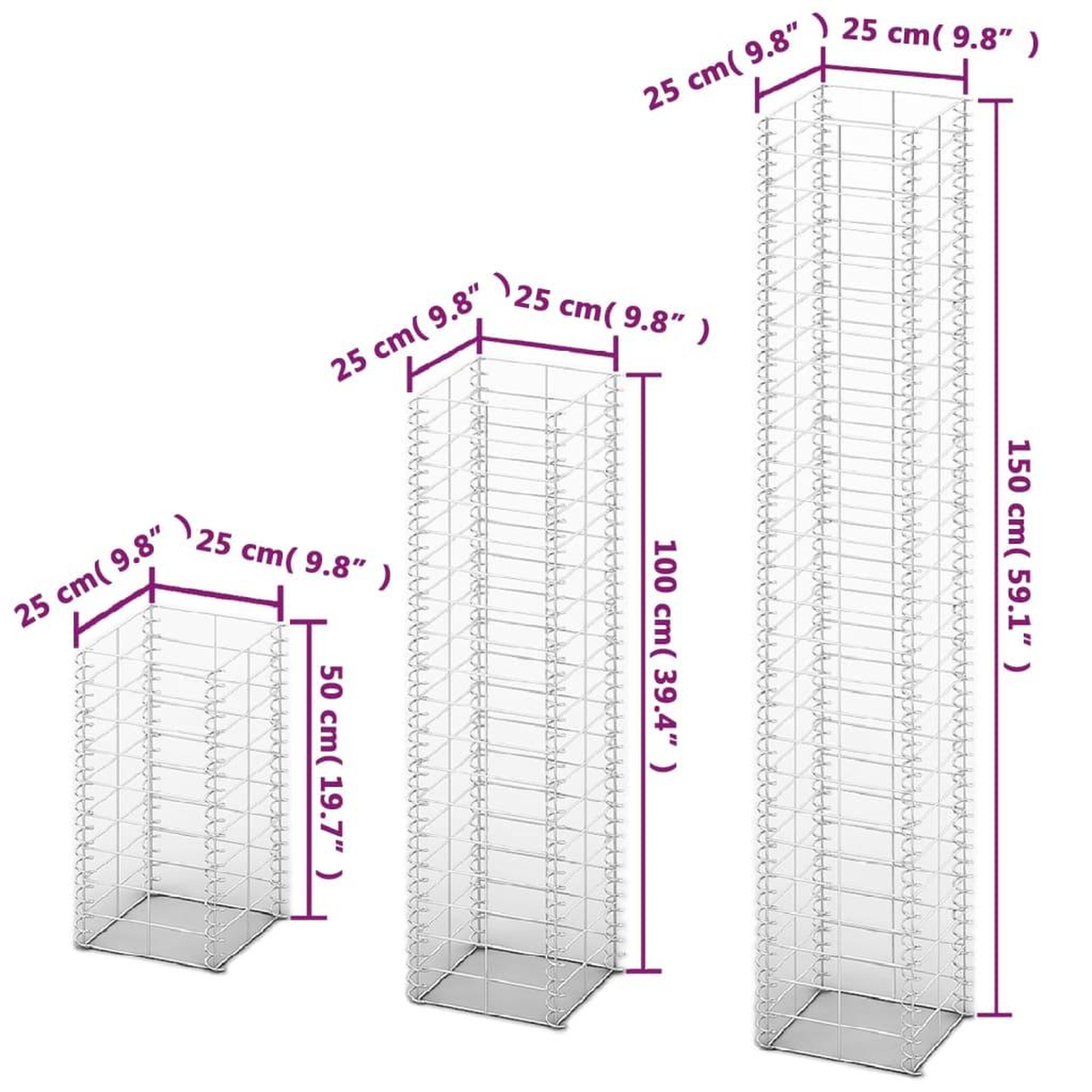 Voir la diapositive 4 : VIDAXL 3 gabions en fil galvanise