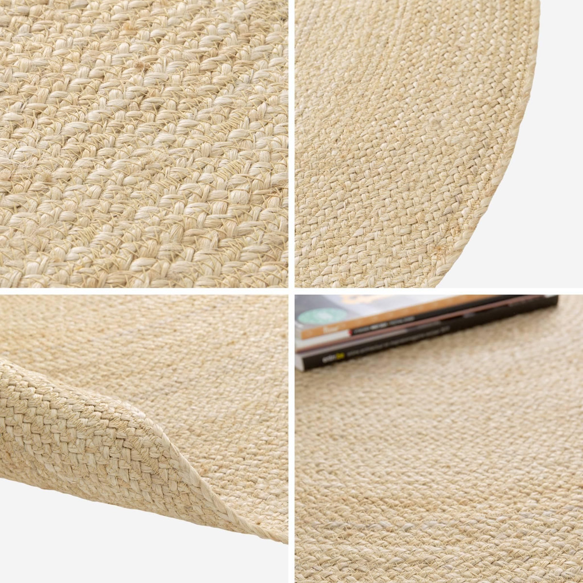 SWEEEK Tapis intérieur PADMA rond jute, naturel, différentes tailles, tissé plat
