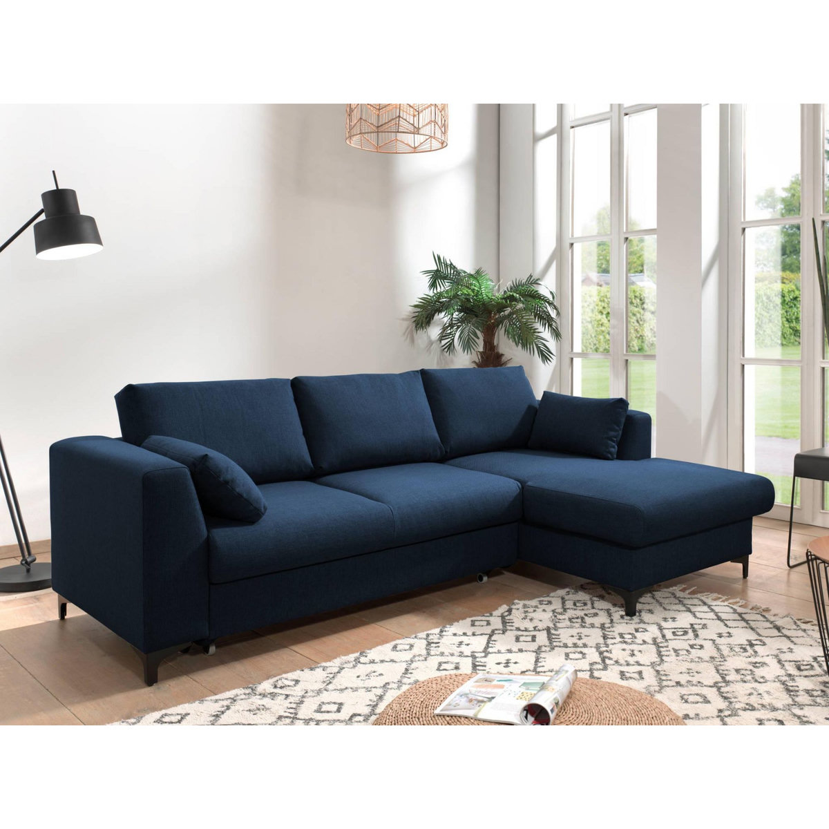 LISA DESIGN Tala - canapé d'angle droit - convertible avec coffre - 4 places - en tissu