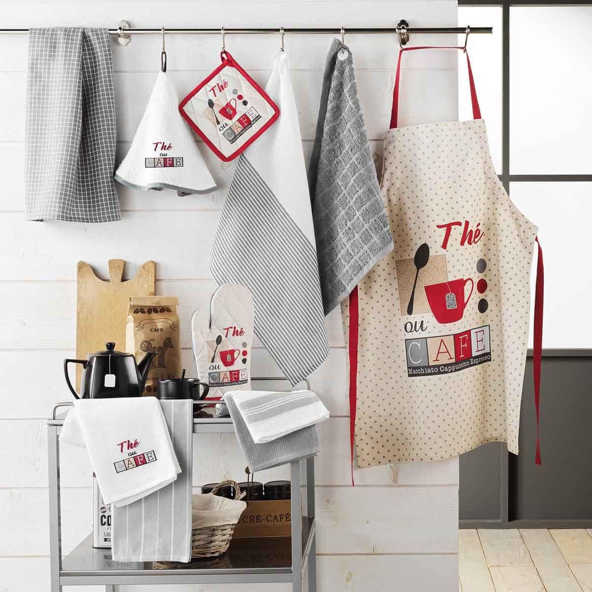 Voir la diapositive 3 : Douceur d'Intérieur Lot de 2 torchons en coton  déjeuner  50x70cm gris