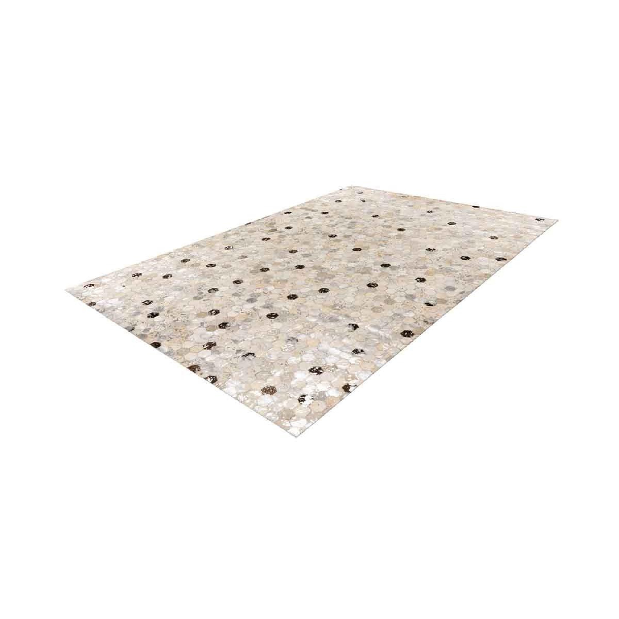 Voir la diapositive 2 : Paris Prix Tapis fait main en cuir à poils ras  ravi  argent & gris