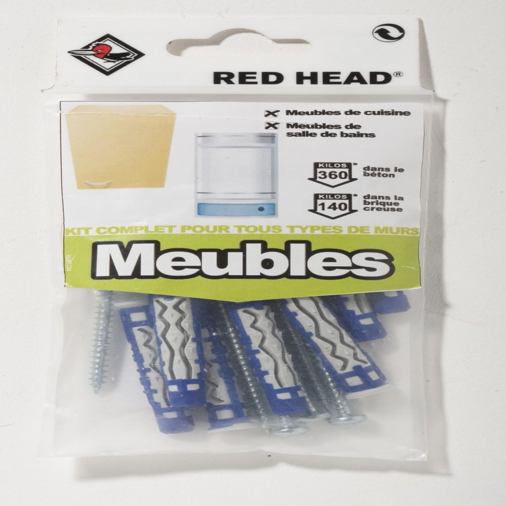 RED HEAD kit chevilles à verrouillage de forme meuble RED HEAD, Diam.8 x L.50 mm
