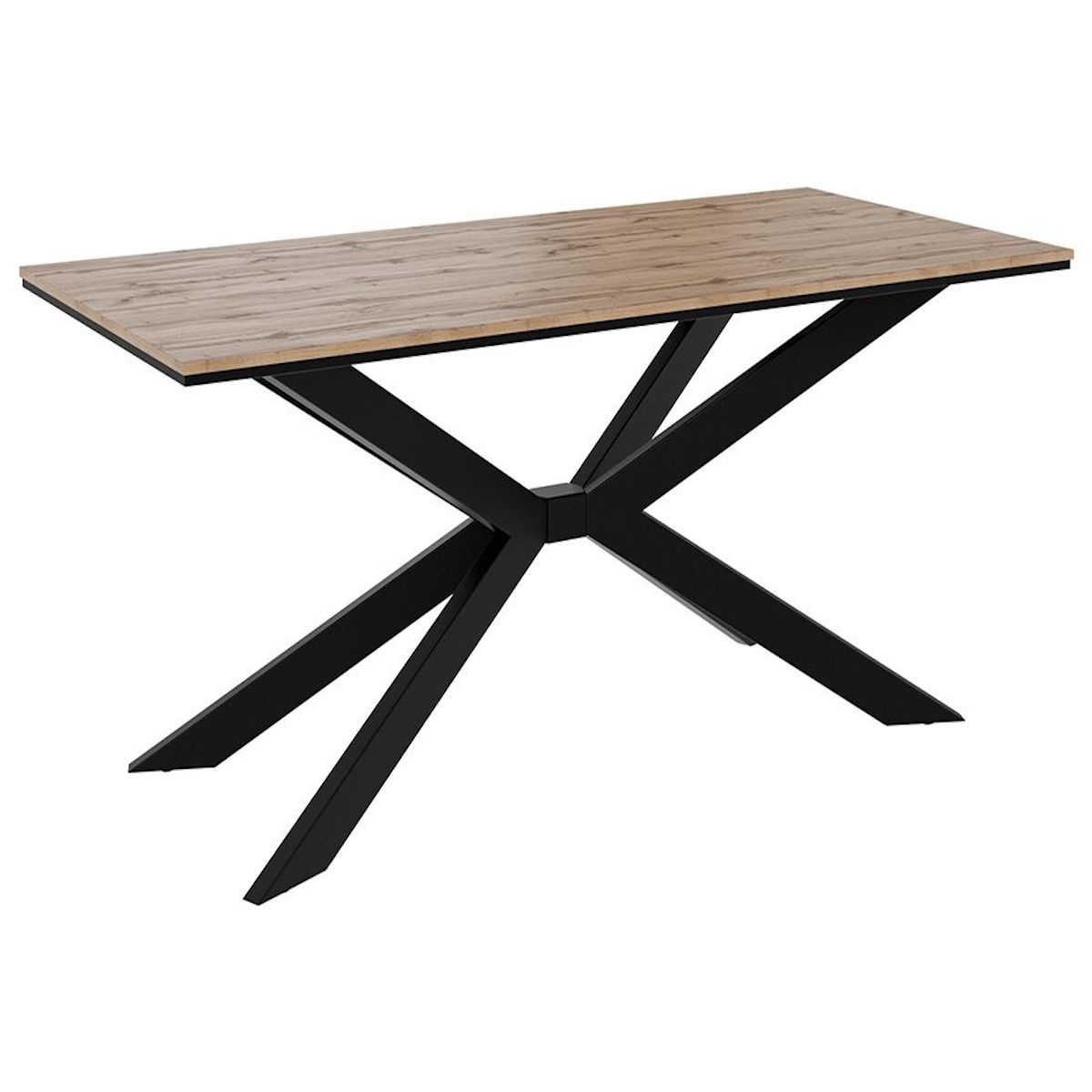 BEST MOBILIER Casey - table à manger - plateau effet bois - pieds en métal - 4 à 8 personnes