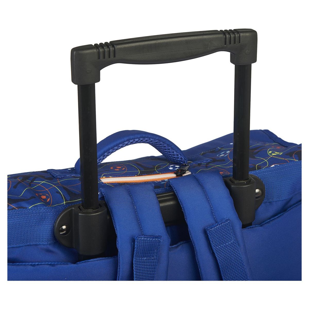 AUCHAN Cartable à roulettes bleu FOOTBALL