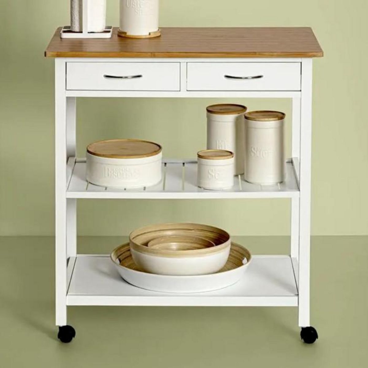 FIVE Plateau en Bambou Laqué Rond  Bicolore  42cm Blanc