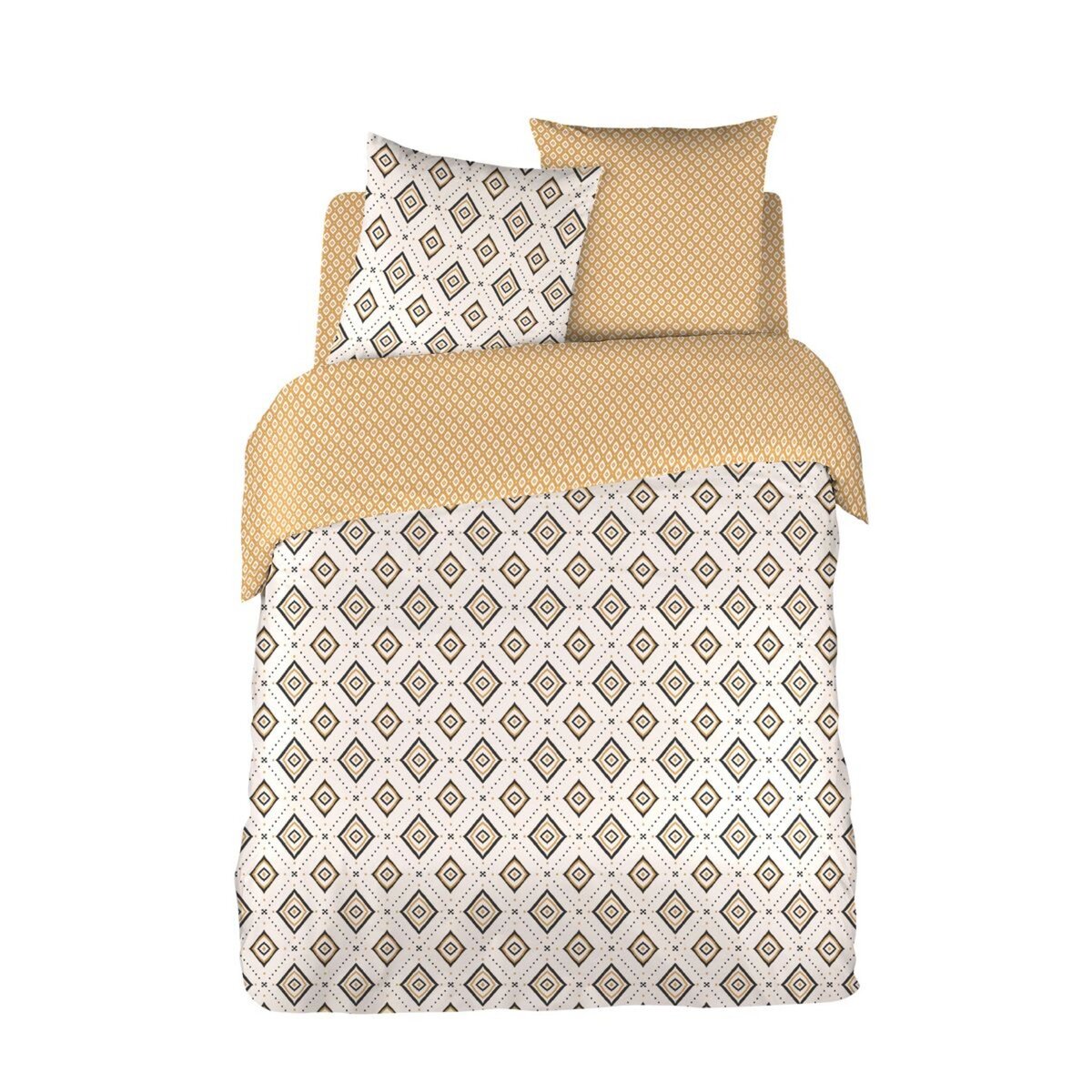 COTE DECO Parure housse de couette fantaisie en coton 65 fils motifs ethniques CARI