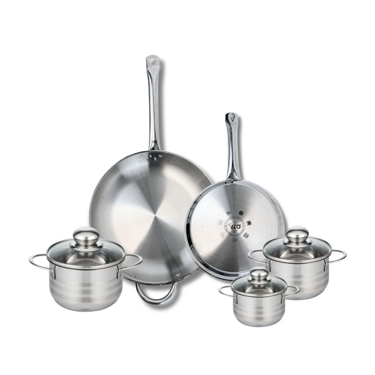 ELO Ensemble de 2 Poêles de cuisson 24 et 32 cm et 3 faitouts 12, 14 et 16 cm Elo Profi Brillant