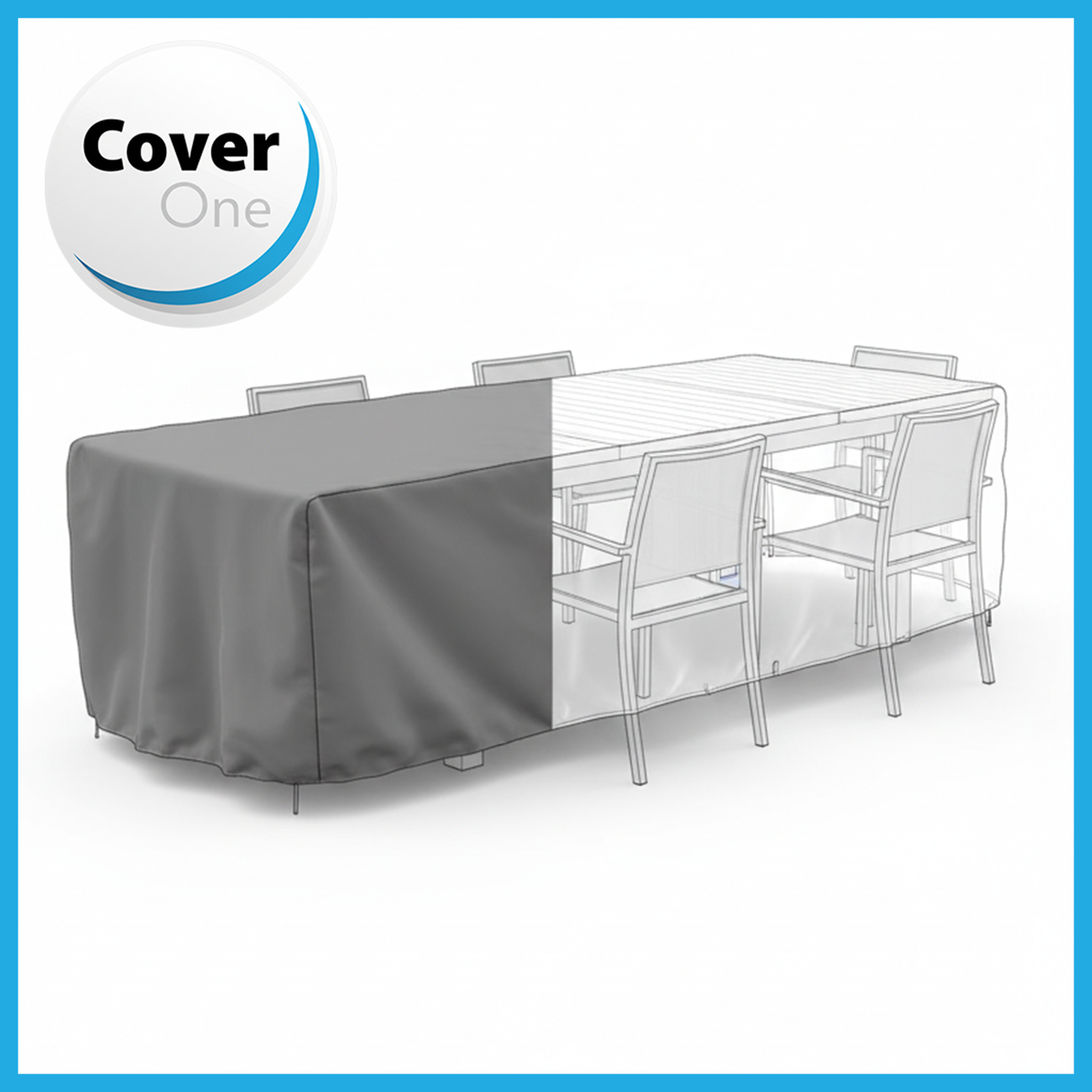Voir la diapositive 2 : Jardiline Housse TABLE RECTANGULAIRE + CHAISES  4/6 pers. - 190 x 120 x 70 cm - Cover One