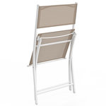 ID MARKET Lot de 6 chaises de jardin pliantes BASTIA métal et textilène blanc et beige