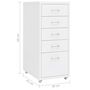 Voir la diapositive 6 : VIDAXL Classeur mobile Blanc 28x41x69 cm Metal