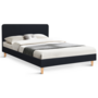 Voir la diapositive 1 : ID MARKET Lit double scandinave BALTA avec tête de lit et sommier 160 x 200 cm tissu noir
