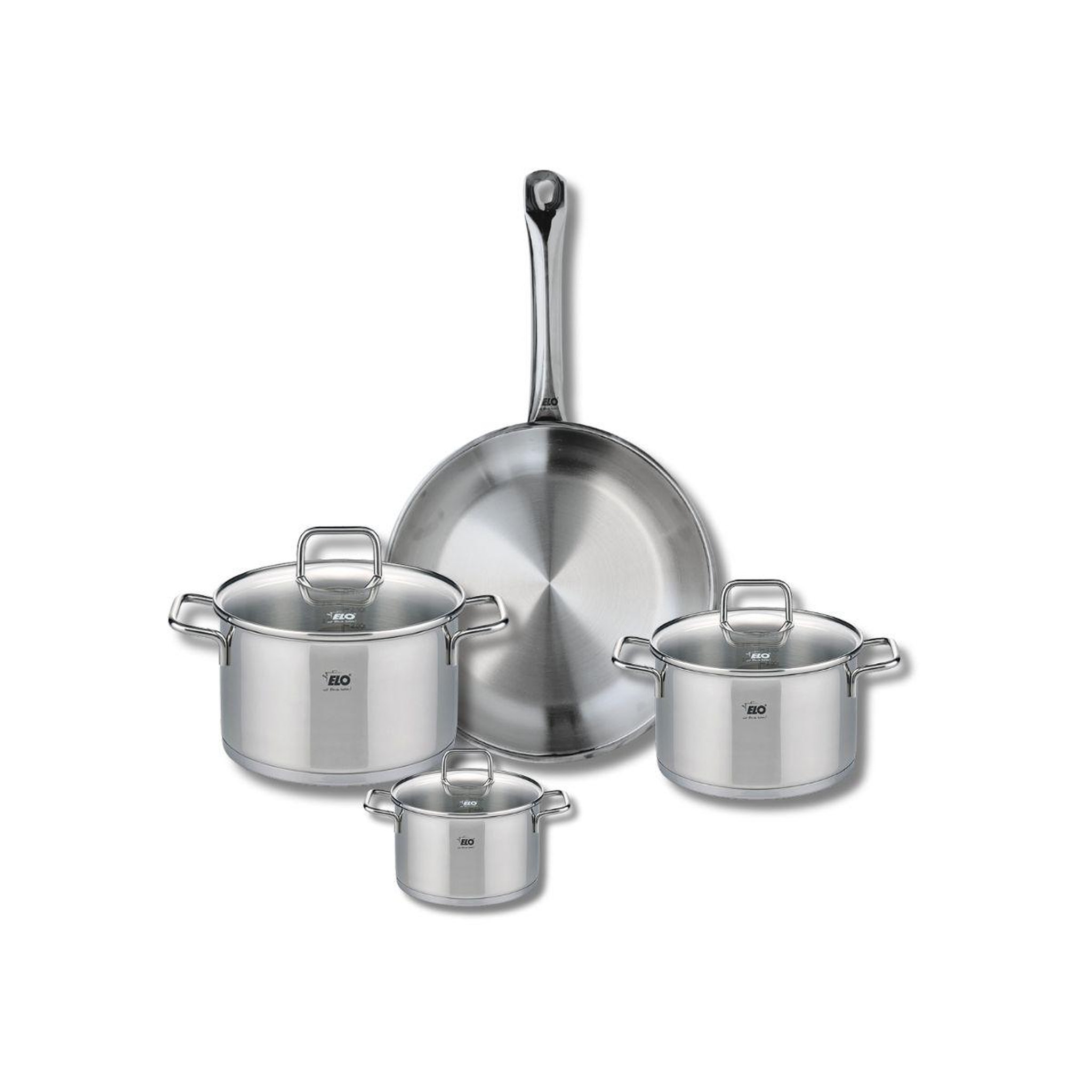 Voir la diapositive 1 : 666 Barcelona Ensemble de 1 Poêle de cuisson 28 cm et 3 faitouts 12, 16 et 20 cm Elo Profi Citrin
