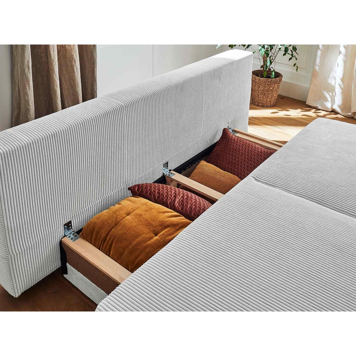 BEST MOBILIER Cristal - canapé 3 places - convertible avec coffre - en velours côtelé