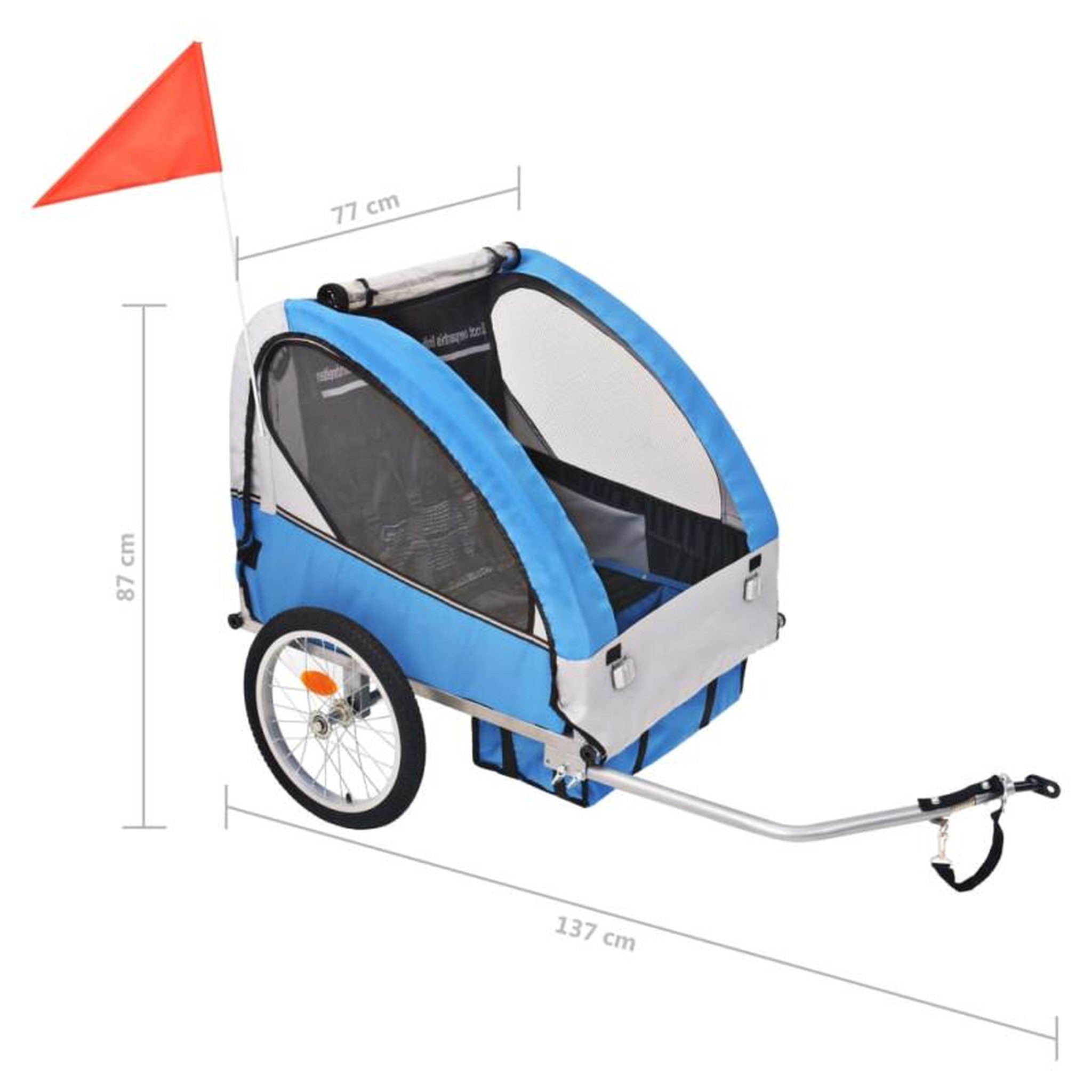 Voir la diapositive 6 : VIDAXL Remorque de vélo gris et bleu 30 kg