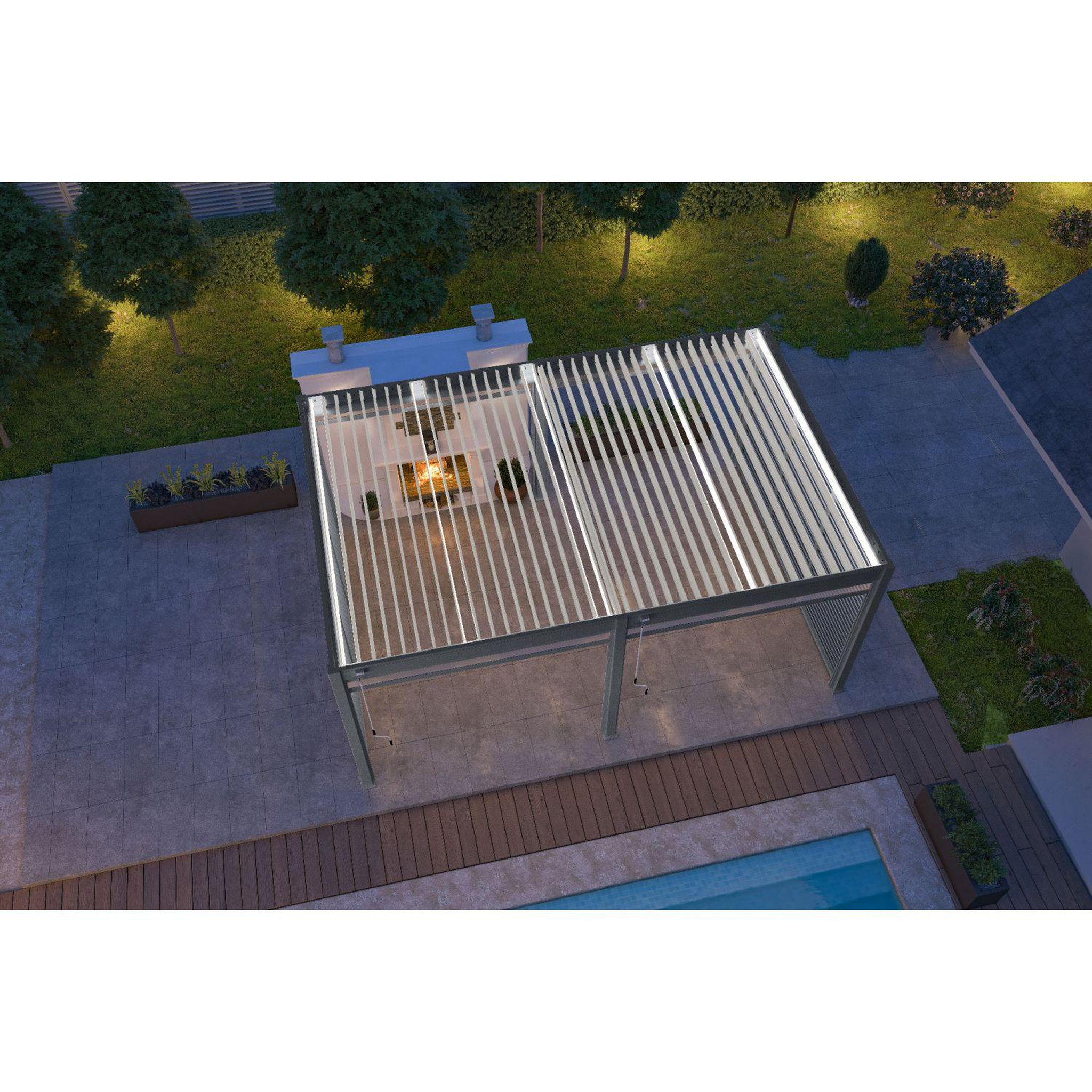 Voir la diapositive 8 : Pergola Bioclimatique autoportée 4x6 m - Anthracite/blanc -  VS OmBREA®