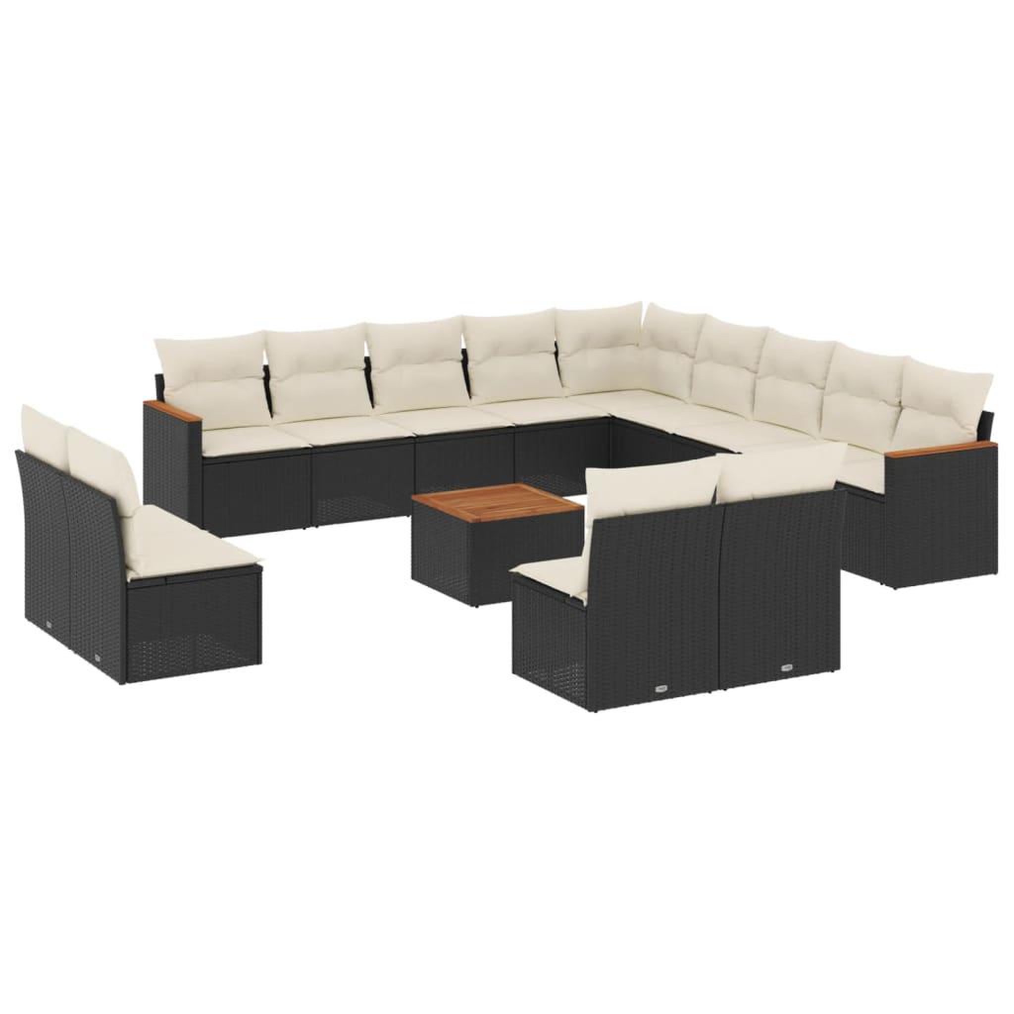 Voir la diapositive 2 : VIDAXL Salon de jardin avec coussins 14 pcs noir resine tressee