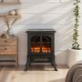 Voir la diapositive 5 : HOMCOM Cheminée électrique poêle style néo-rétro 900-1800W simulation flammes LED 3D plastique verre noir