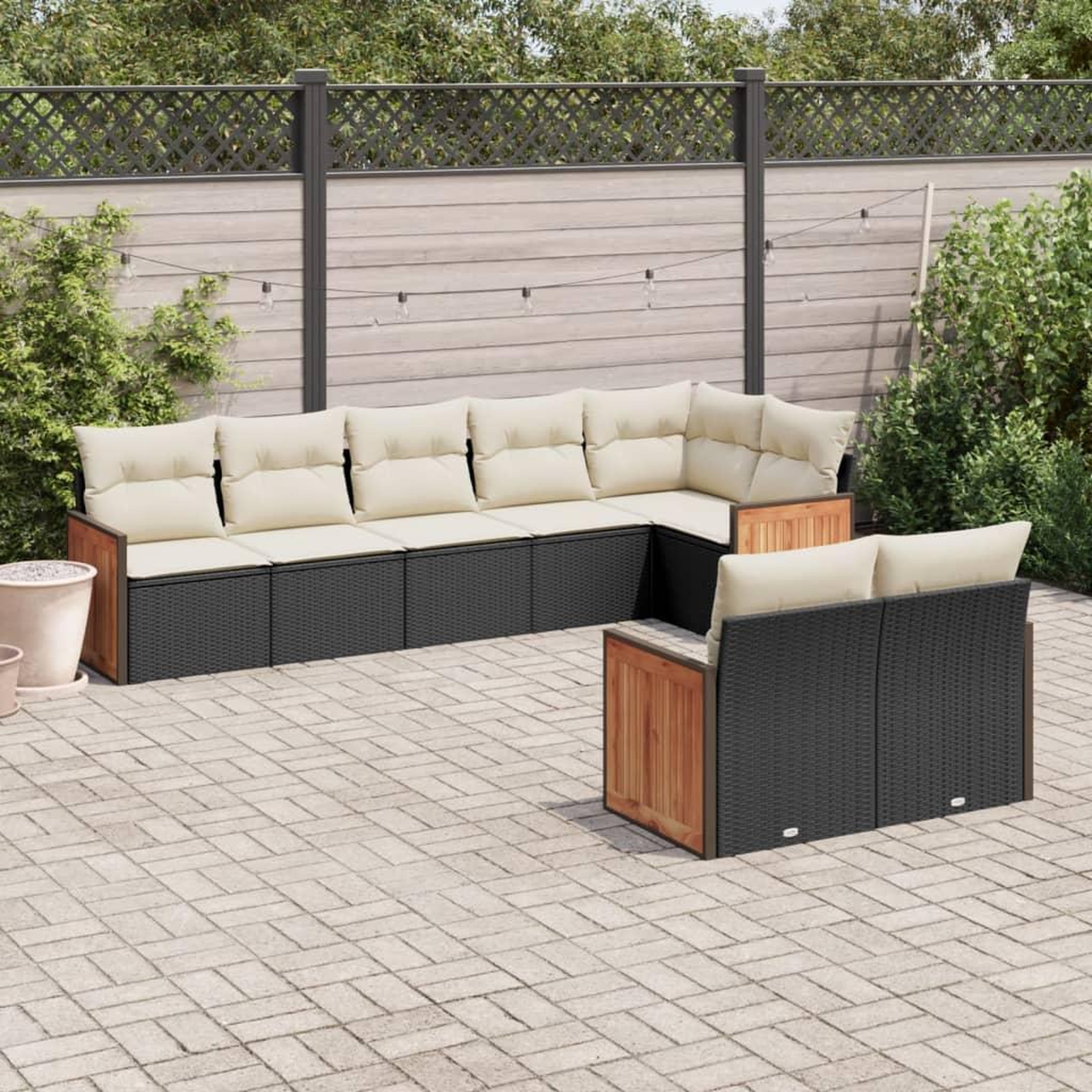 VIDAXL Salon de jardin 8 pcs avec coussins noir resine tressee