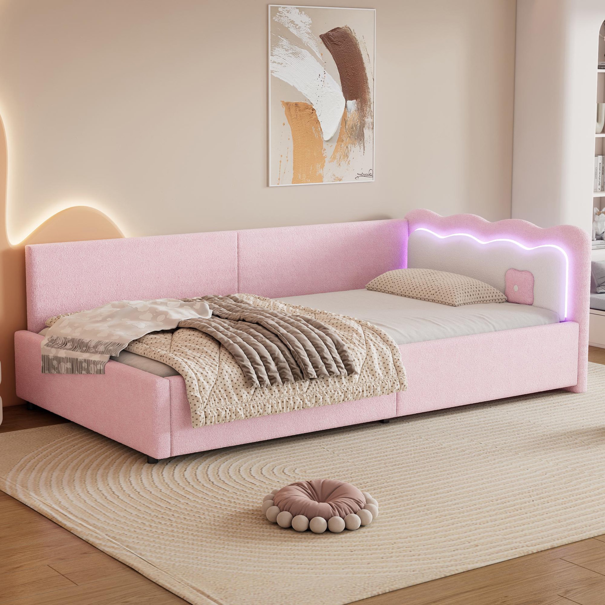 Voir la diapositive 2 : MERAX Lit simple rembourré 90x200cm
