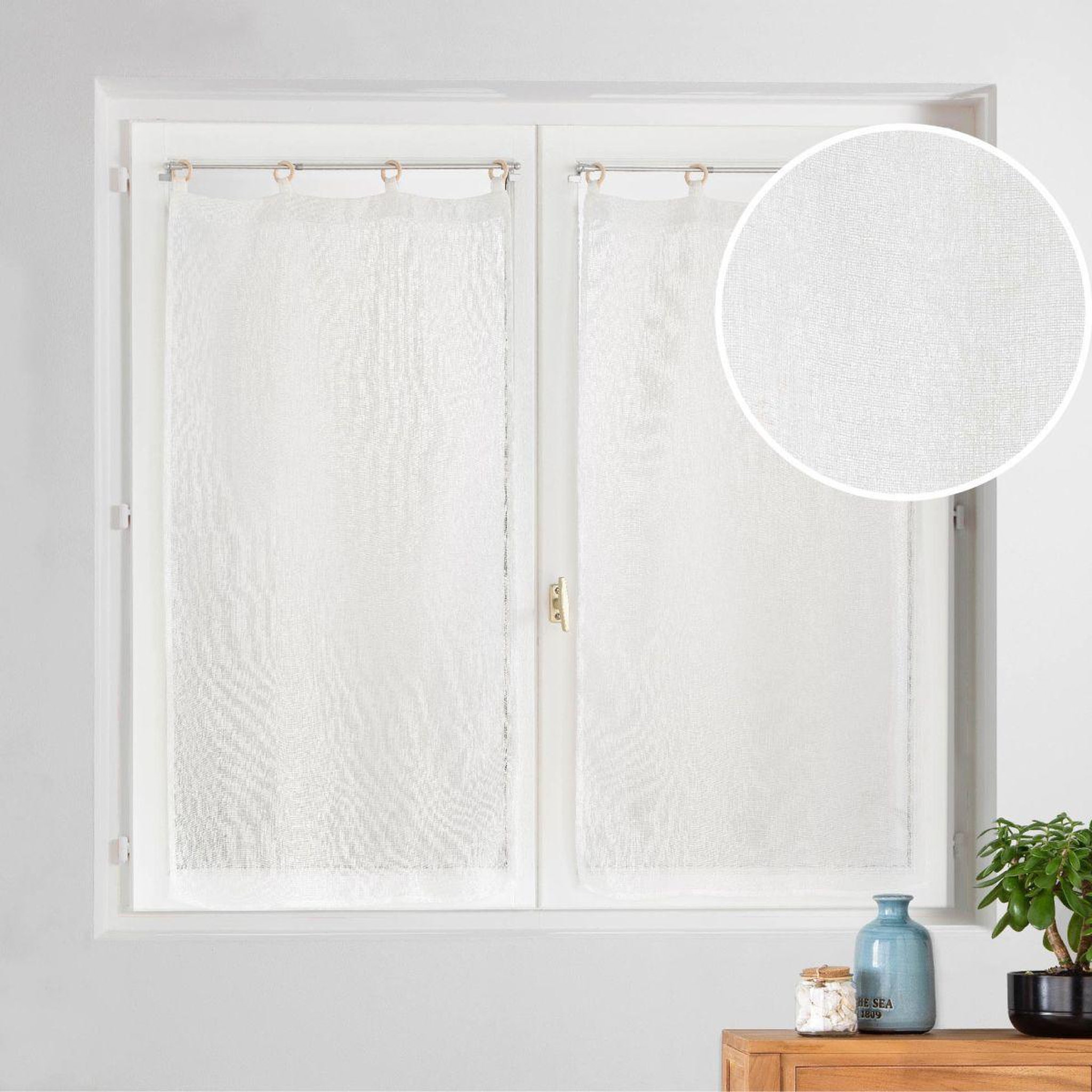 Voir la diapositive 4 : Douceur d'Intérieur Paire de voilages à œillets  minalisa  60x160cm blanc