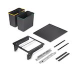 EMUCA SRL Bac de tri sélectif pour montage latéral sur meuble de cuisine Recycle 2x24litres -  Acier -  Plastique gris anthracite