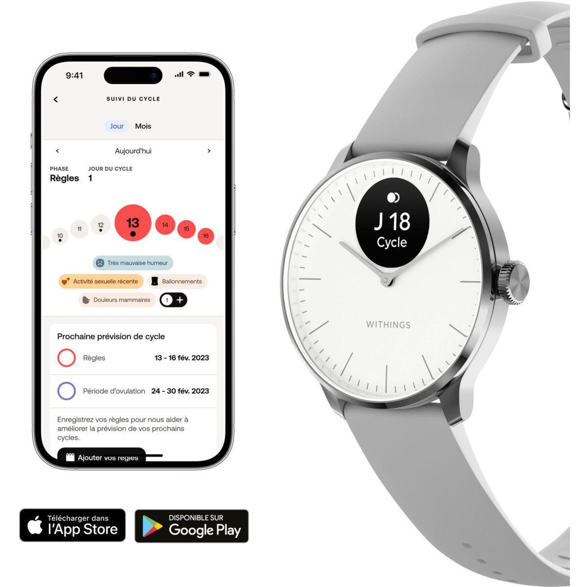 Voir la diapositive 5 : WITHINGS Montre santé scanwatch light blanche