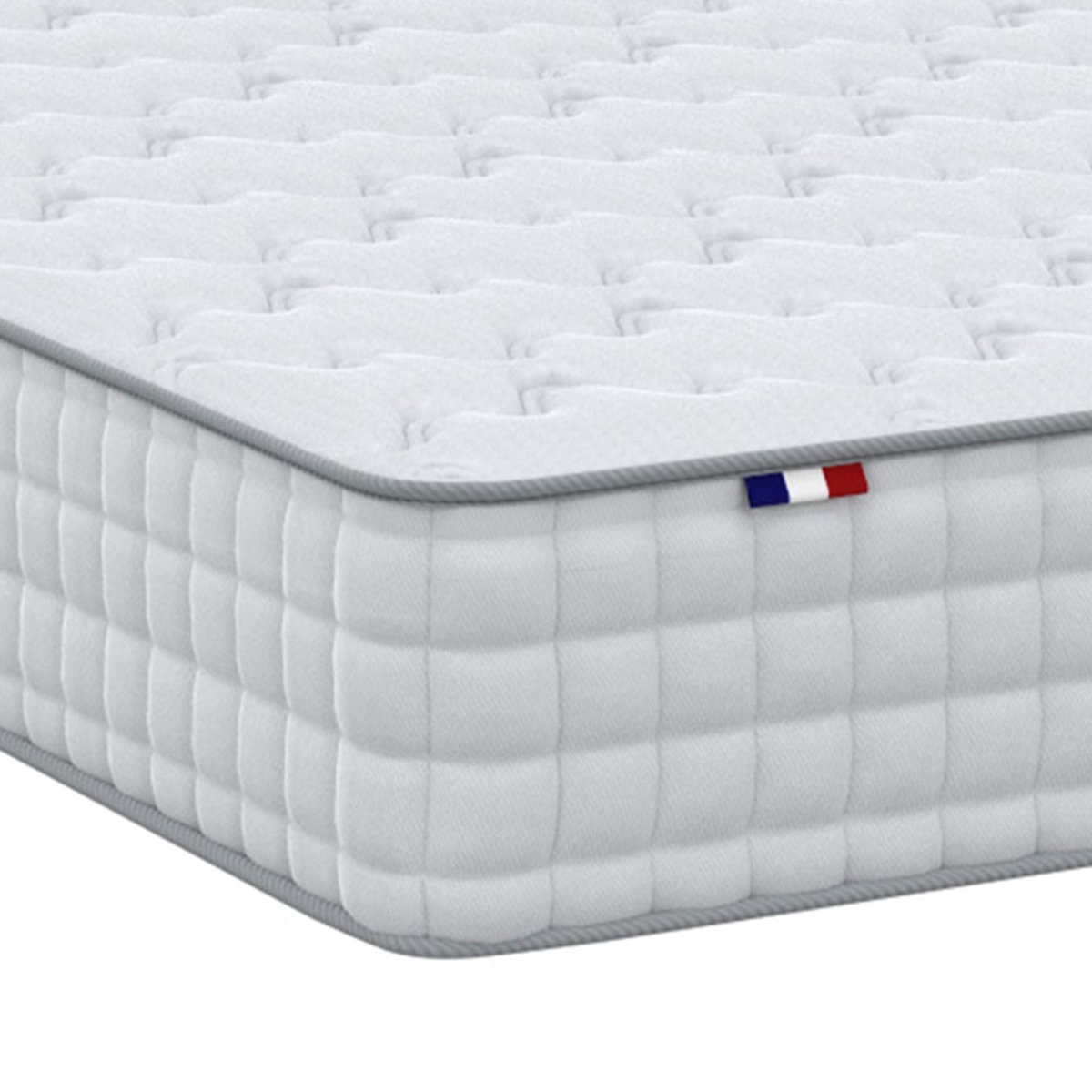IDLITERIE Ensemble matelas ressorts ASTRE + sommier kit gris à lattes flexibles 140 x 200 cm