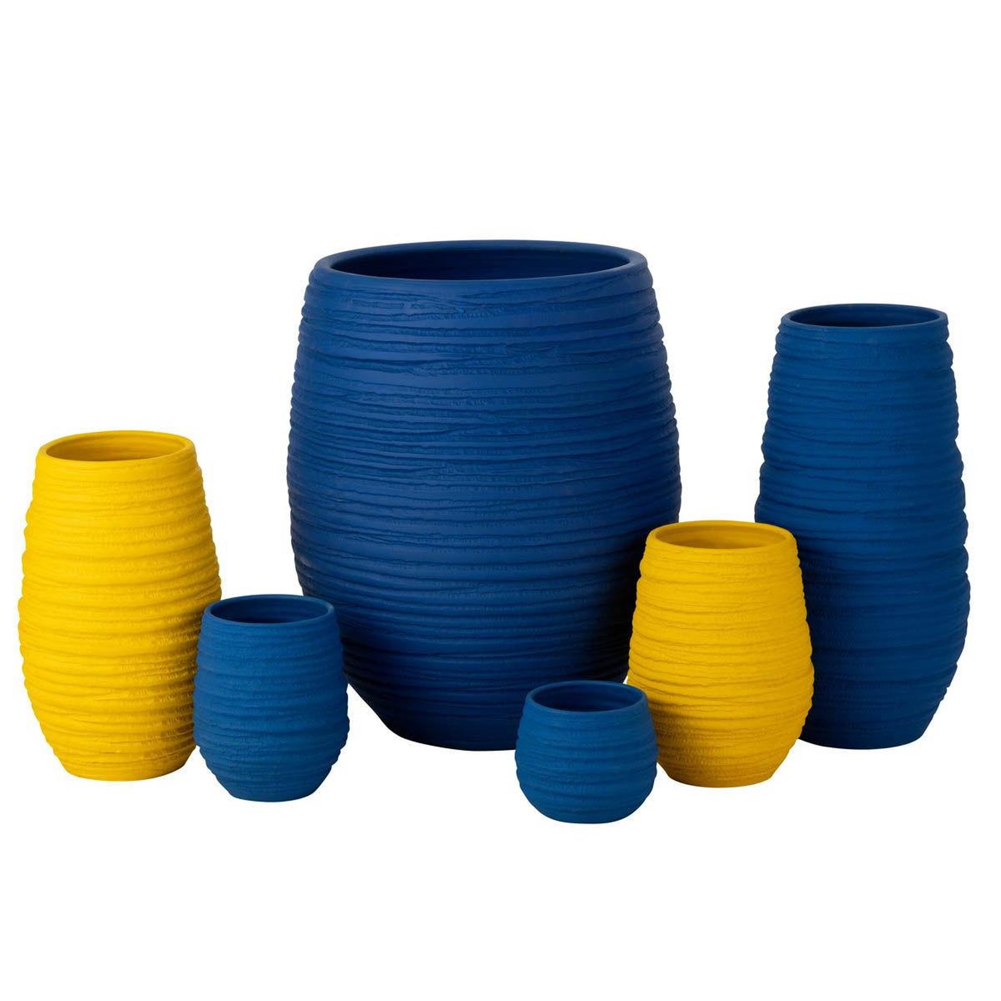 Voir la diapositive 2 : J-LINE Vase en céramique  fiesta  40cm bleu