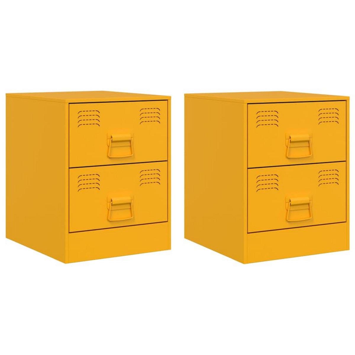 VIDAXL Tables de chevet 2 pcs jaune 34,5x39x44 cm acier