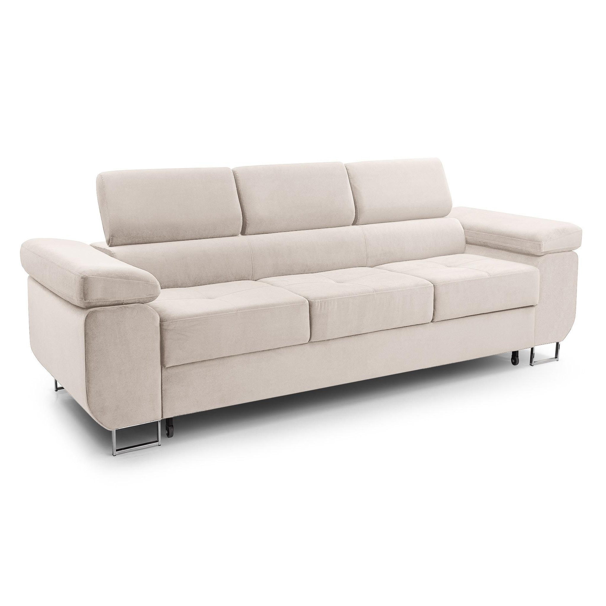 Voir la diapositive 3 : BEST MOBILIER Pablo - canapé 3 places - convertible avec têtières réglables - en velours