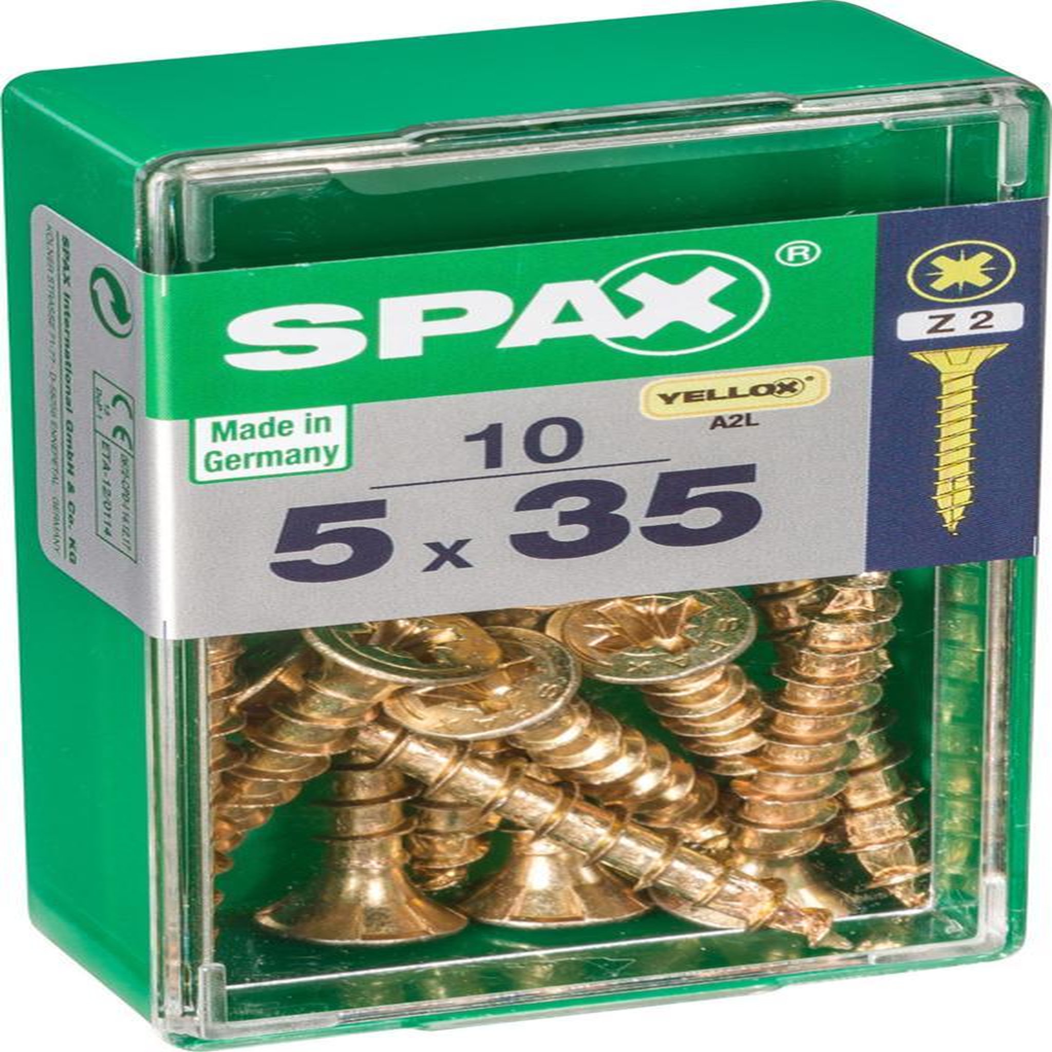 CENTRALE BRICO Lot de 10 vis acier tête fraisée pozidriv SPAX, Diam.5 mm x L.35 mm