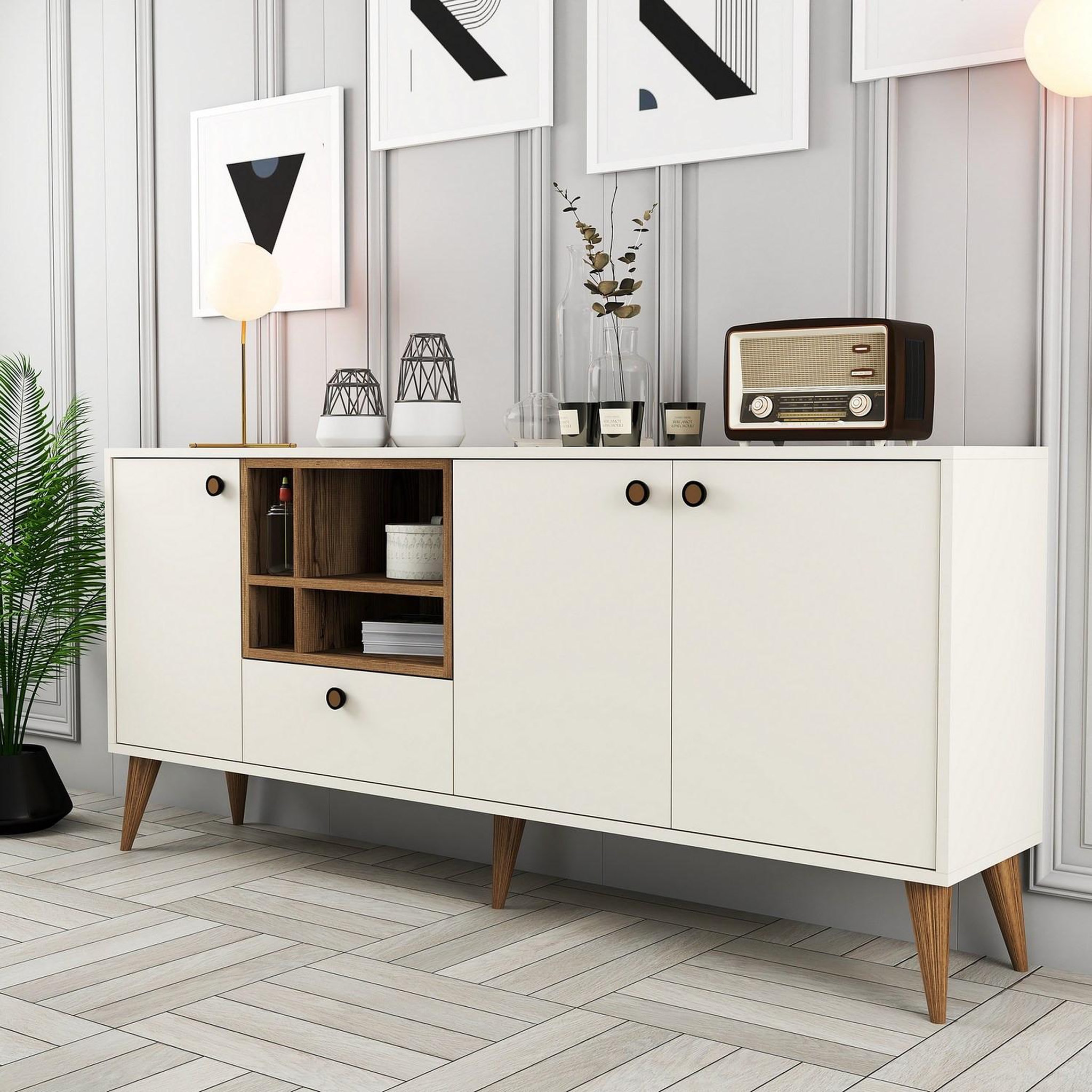 Voir la diapositive 3 : Habitat et Jardin Buffet en bois  napoli  - 180 x 35 x 81 cm - crème