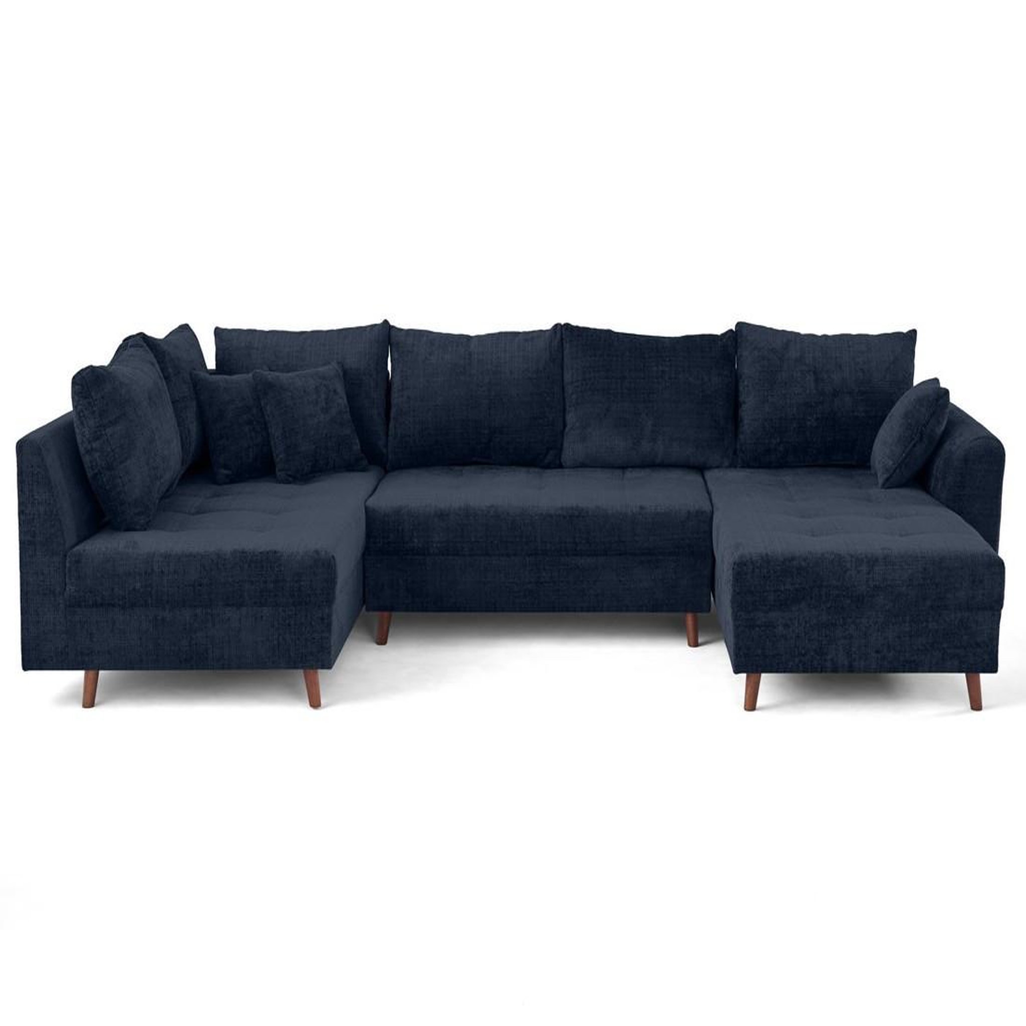 BEST MOBILIER Rune - canapé panoramique d'angle gauche 7 places en velours texturé. Coloris disponibles : Vert, Orange, Bleu, Gris, Violet, Beige