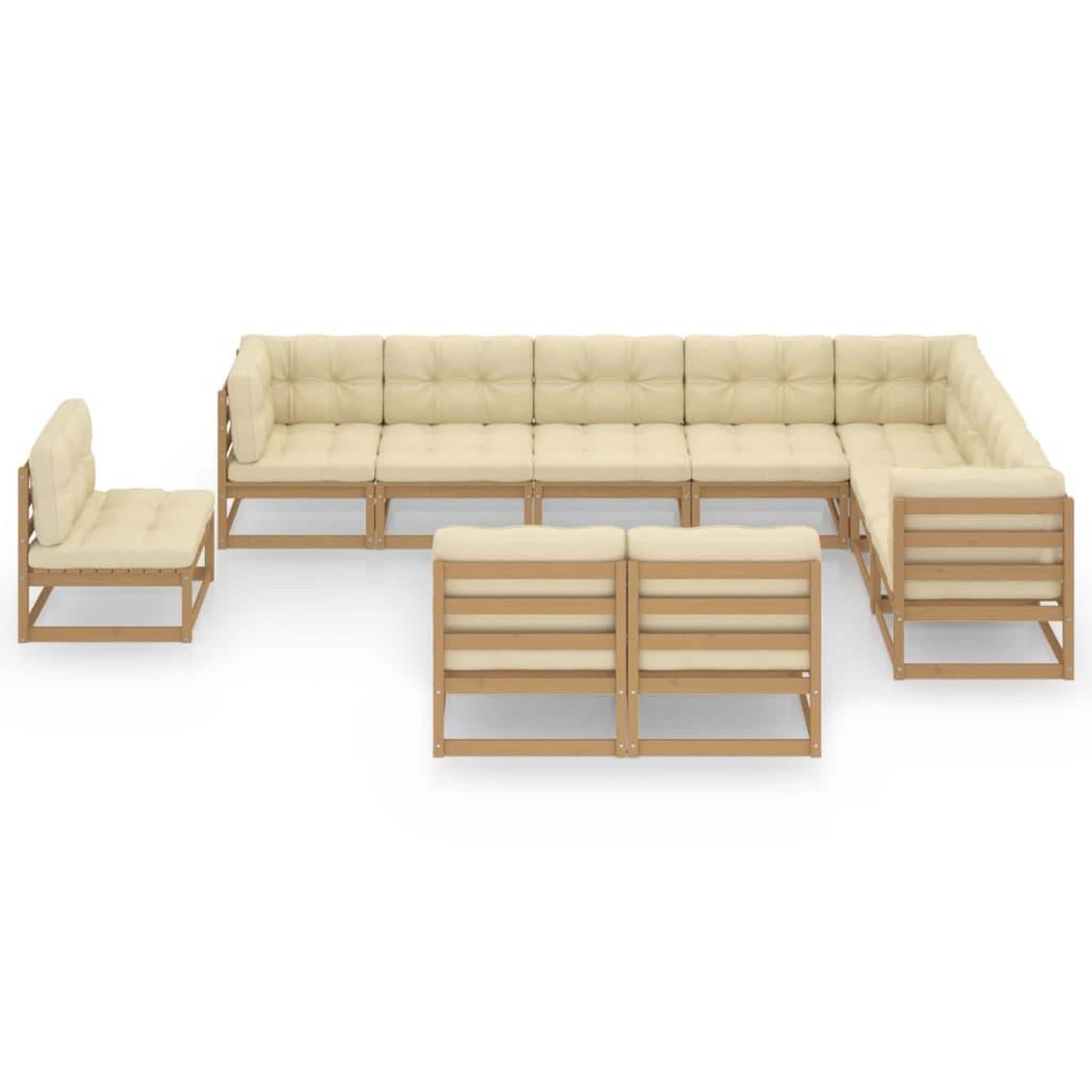 Voir la diapositive 2 : VIDAXL Salon de jardin 10 pcs avec coussins Marron miel Bois de pin