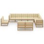 Voir la diapositive 2 : VIDAXL Salon de jardin 10 pcs avec coussins Marron miel Bois de pin