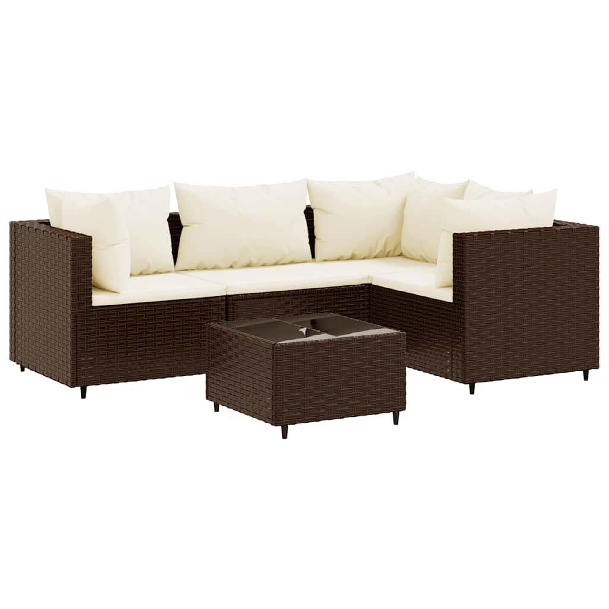 Voir la diapositive 2 : VIDAXL Salon de jardin 5 pcs avec coussins Marron Resine tressee
