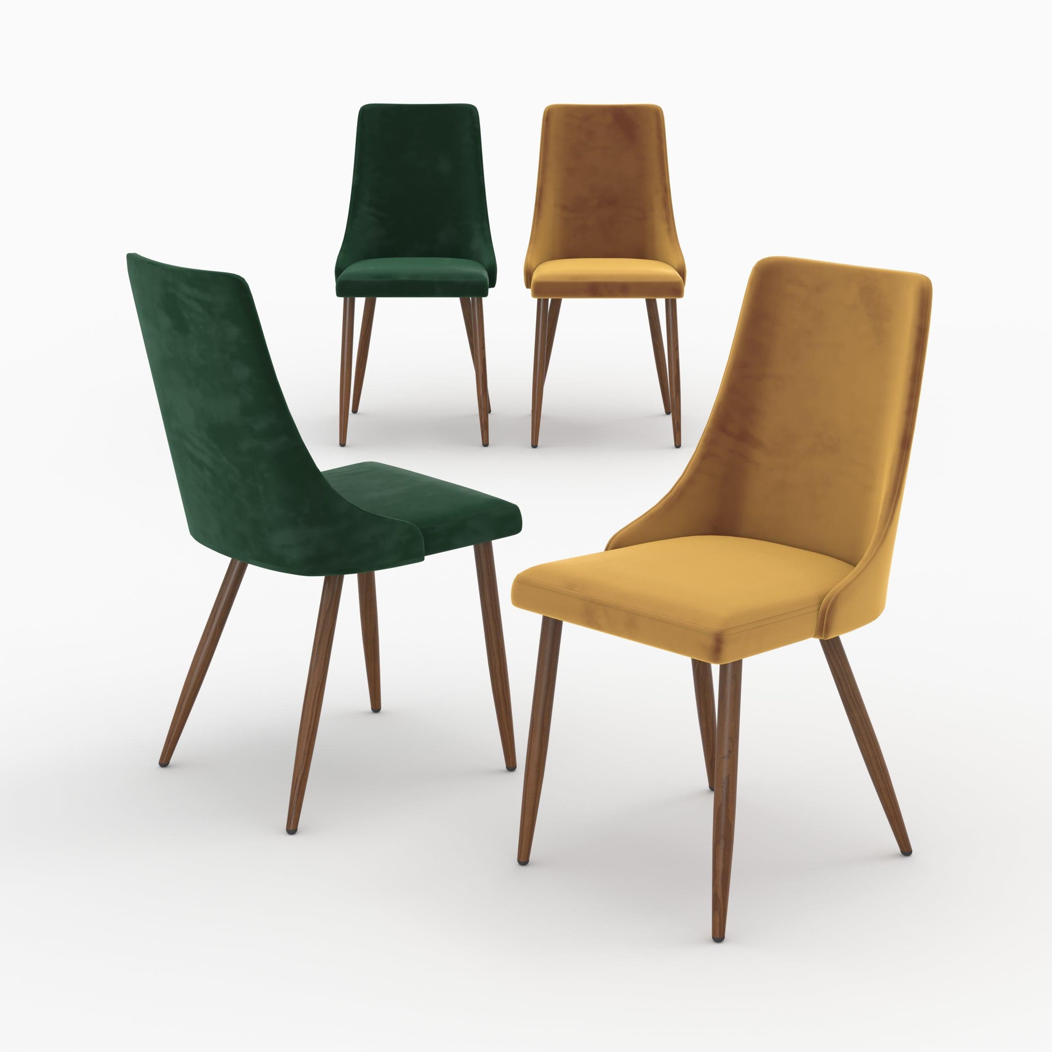 MAISON PAVANE Pack 4 chaises en velours jaune et vert-vinni