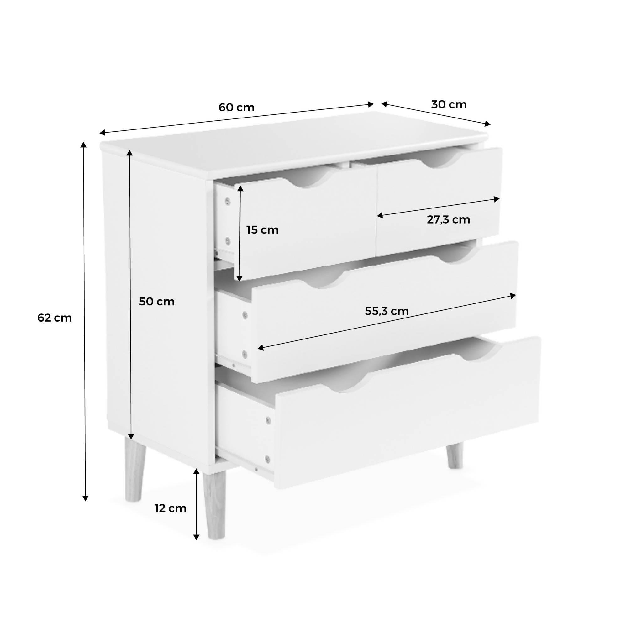Voir la diapositive 4 : SWEEEK Commode pour enfant. 4 tiroirs. pieds en pin