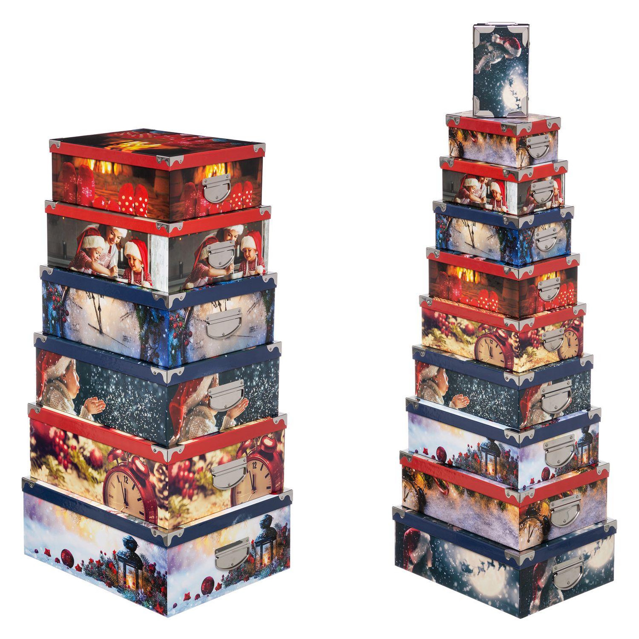 FEERIC LIGHT & CHRISTMAS 16 boîtes pour cadeaux de noël tradition - rouge et bleu