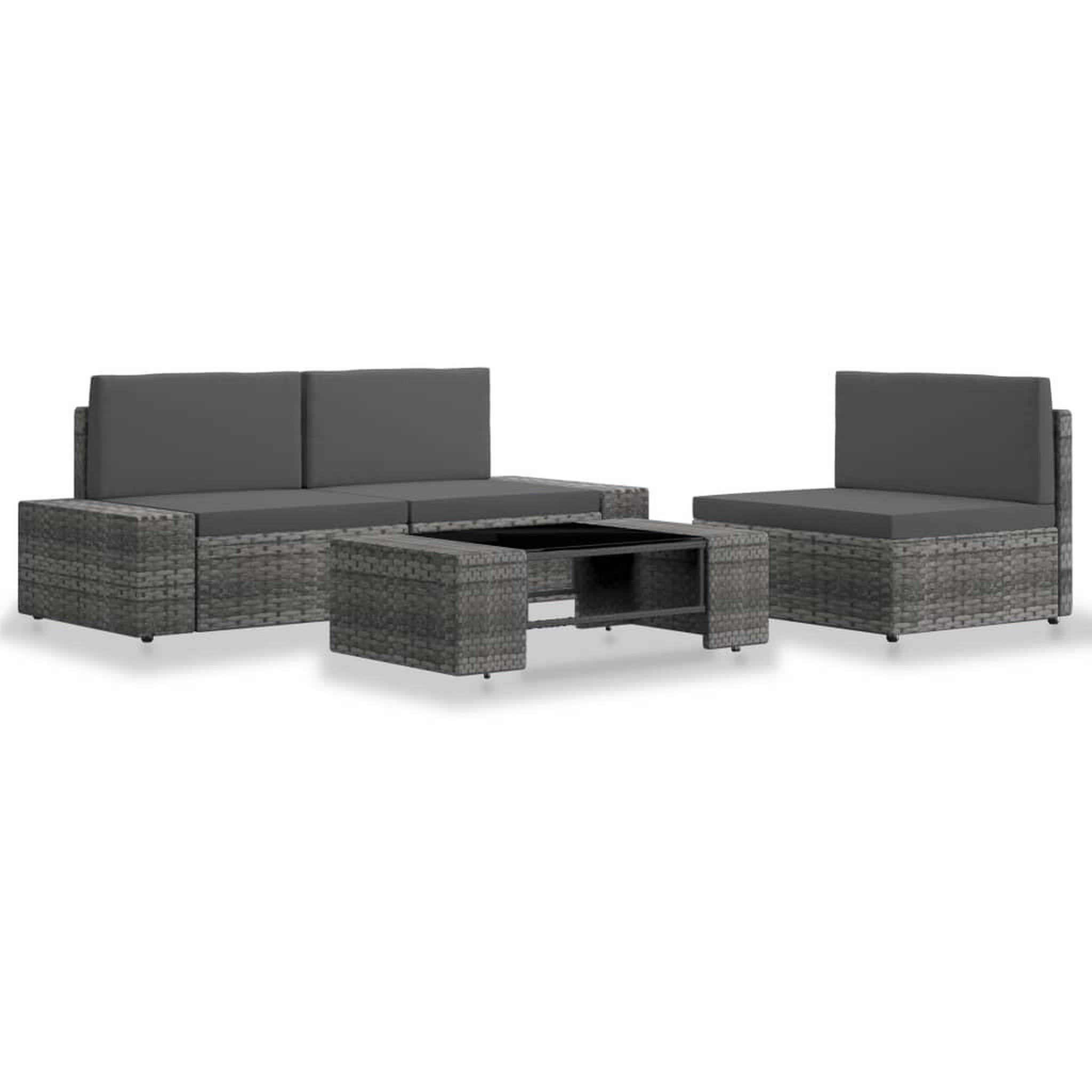 Voir la diapositive 1 : VIDAXL Salon de jardin 4 pcs Resine tressee Gris