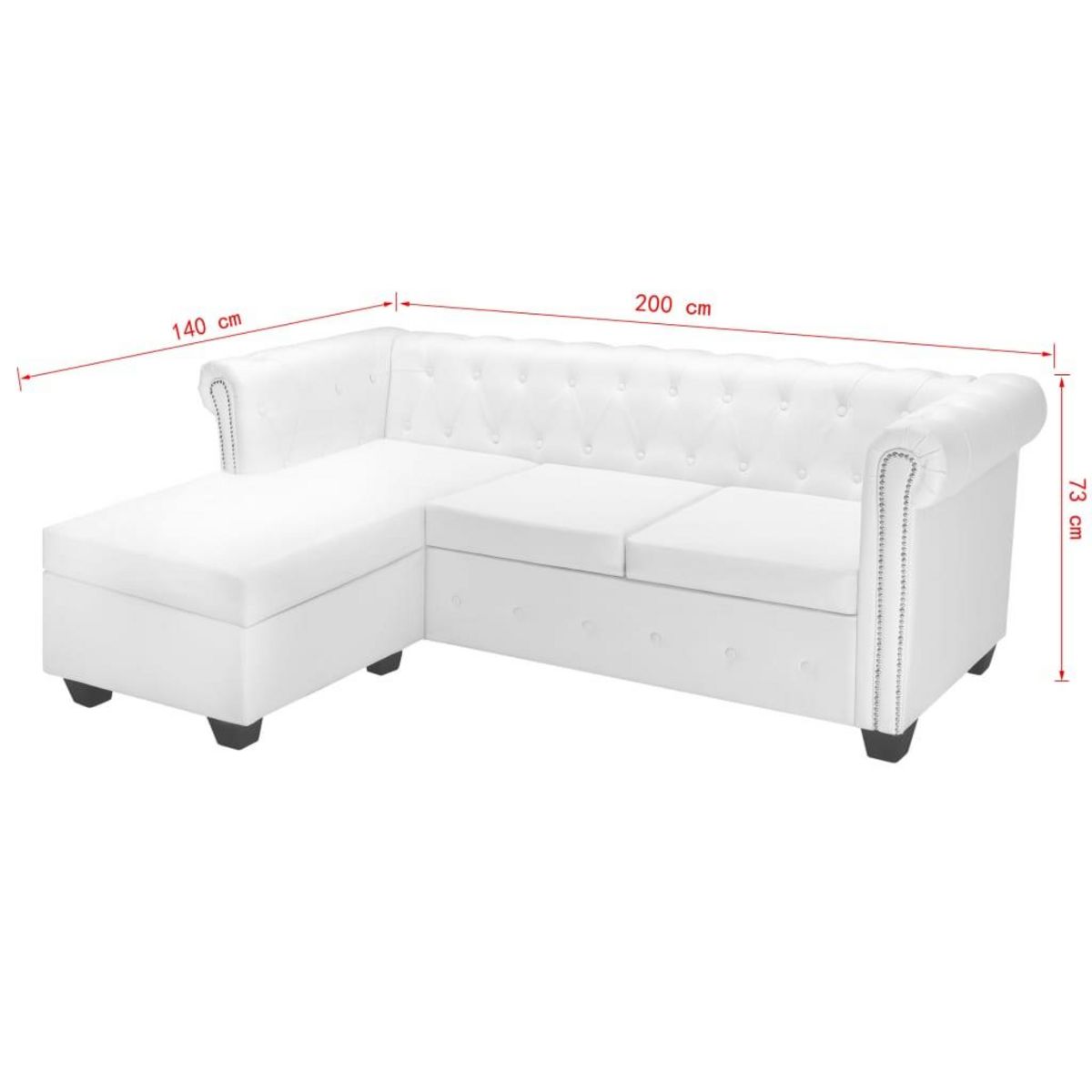 VIDAXL Canape Chesterfield en forme de L cuir synthetique blanc