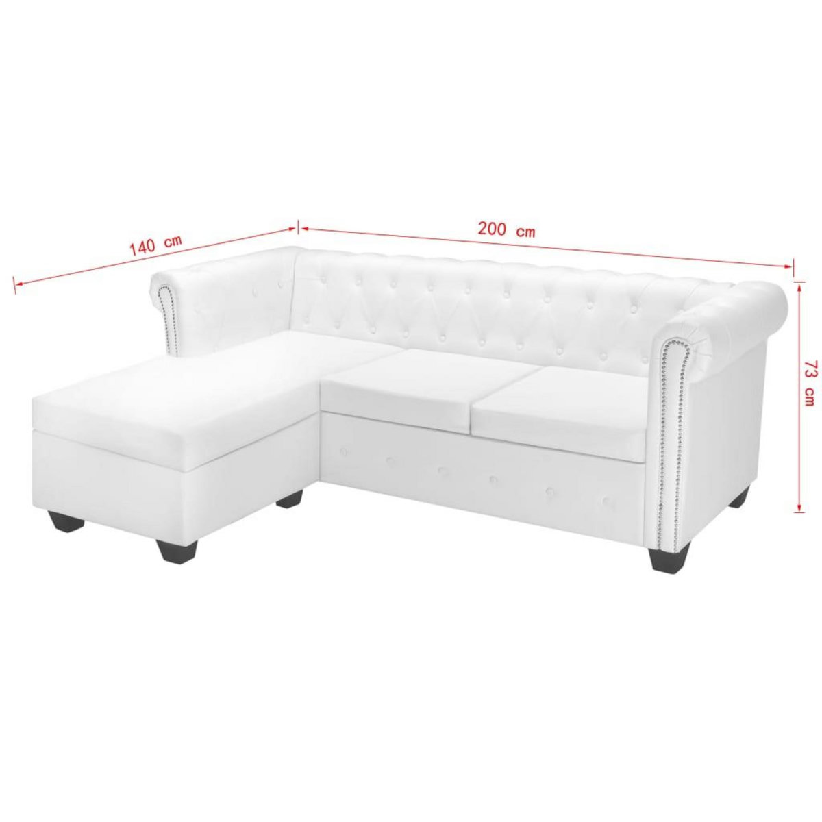 VIDAXL Canape Chesterfield en forme de L cuir synthetique blanc
