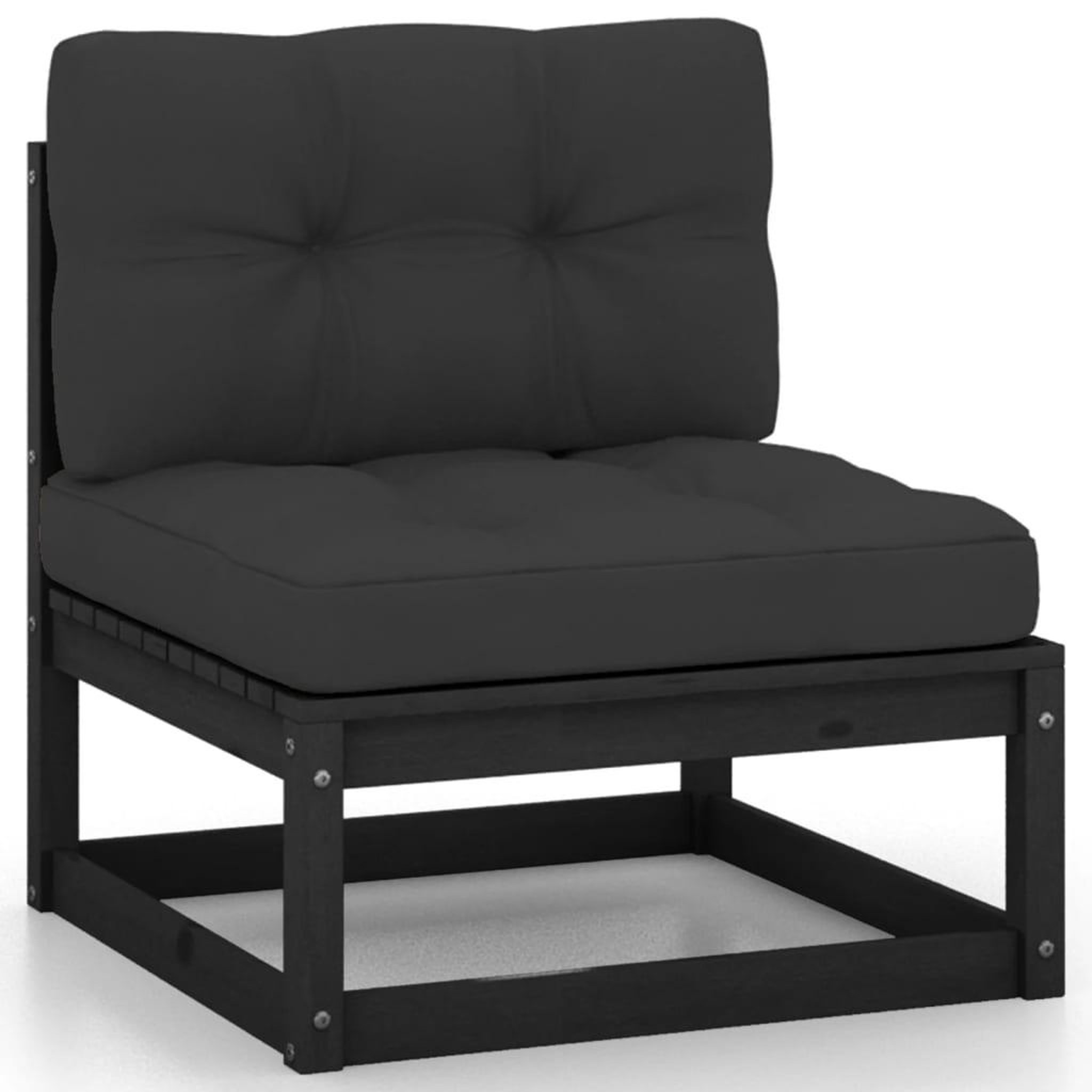 Voir la diapositive 4 : VIDAXL Salon de jardin 12 pcs avec coussins Noir Bois de pin massif