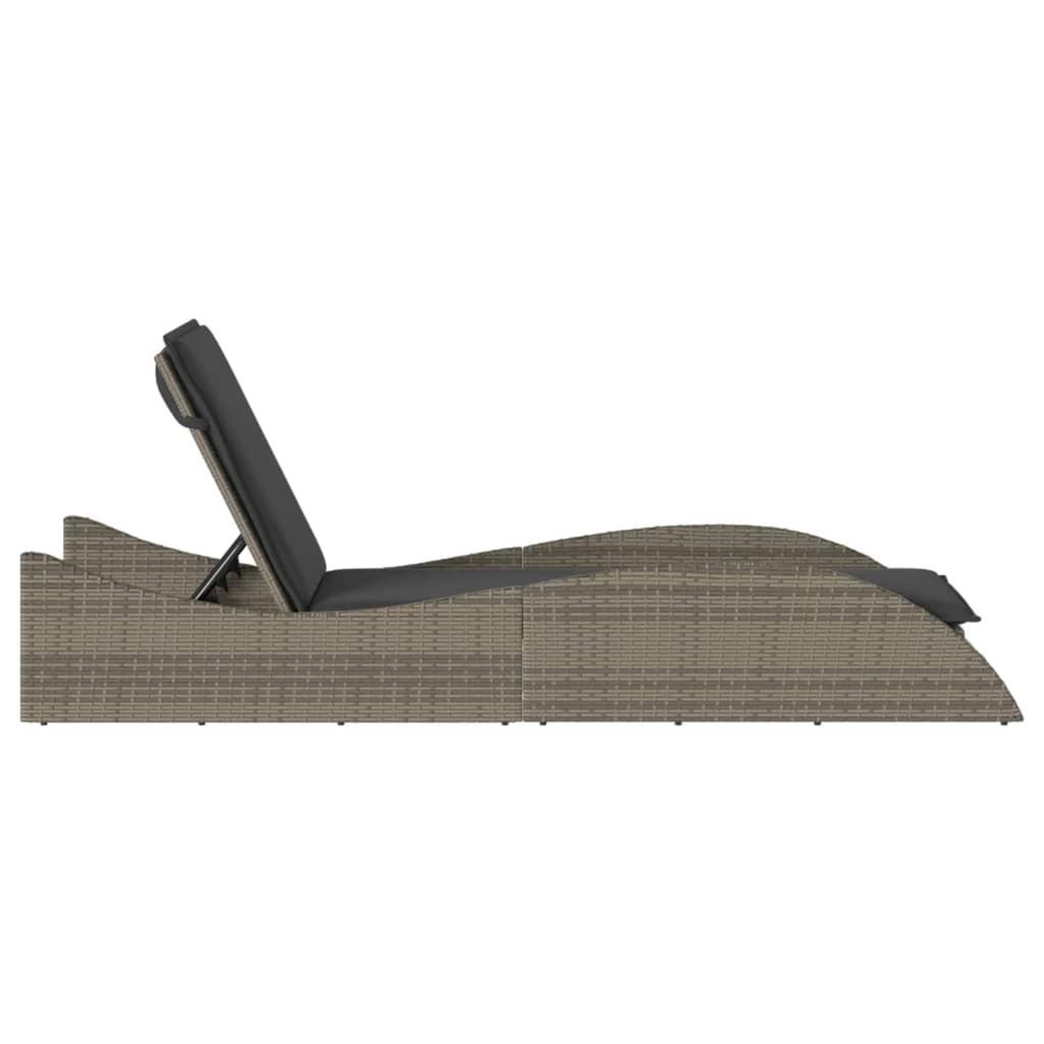 Voir la diapositive 5 : VIDAXL Chaise longue avec coussin gris 60x205x73 cm resine tressee