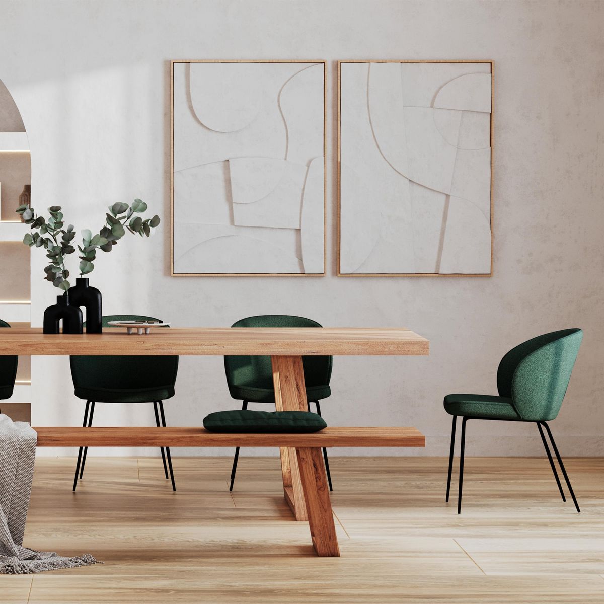 Rendez vous déco Lot de 2 chaises jaunes en tissu bouclette et pied en métal - Groom