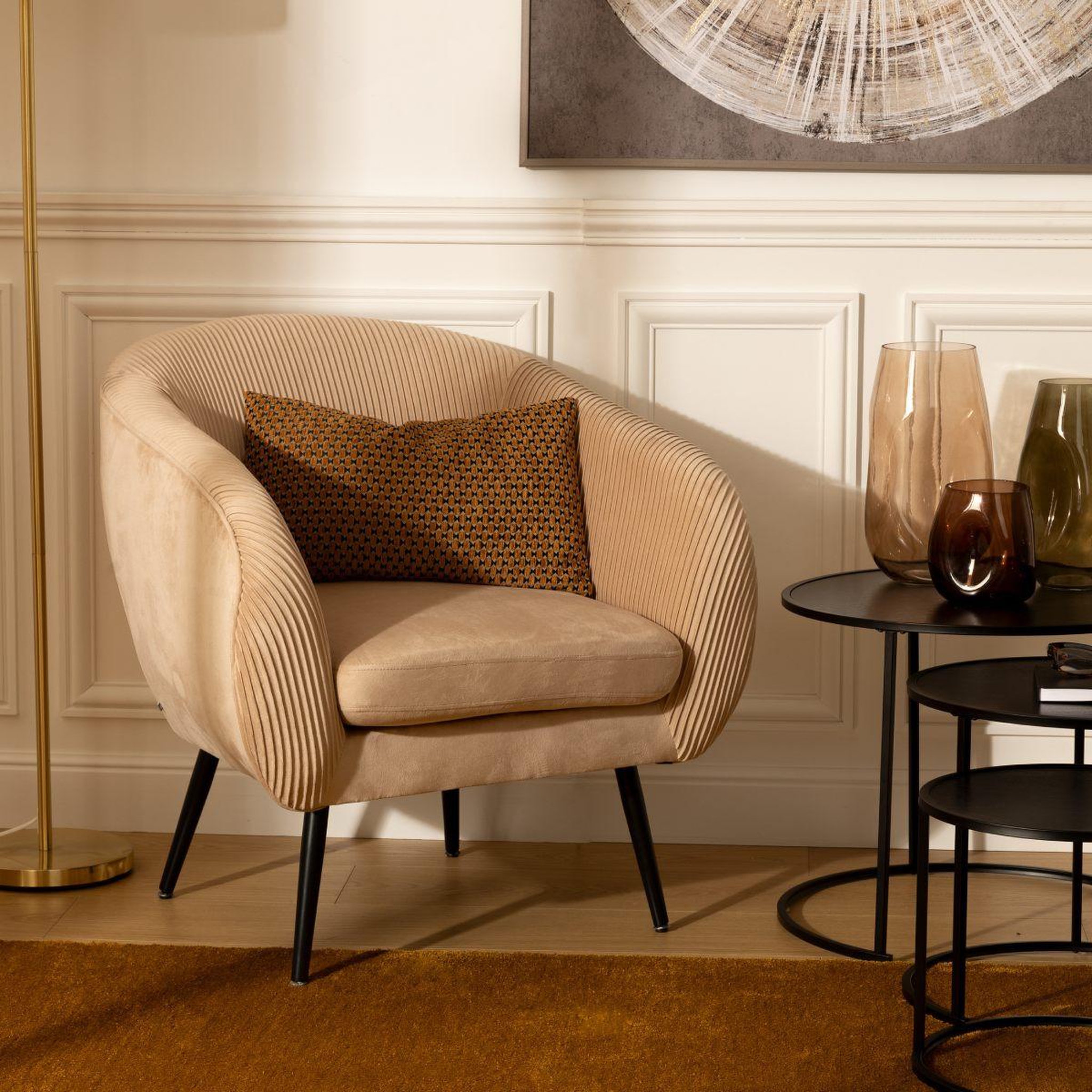 Voir la diapositive 5 : ATMOSPHERA Fauteuil design en velours  solaro  78cm beige